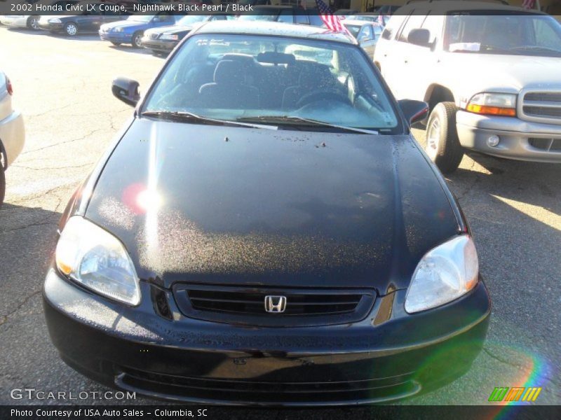 Nighthawk Black Pearl / Black 2002 Honda Civic LX Coupe