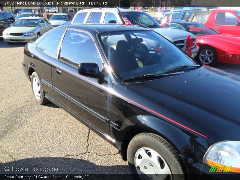 Nighthawk Black Pearl / Black 2002 Honda Civic LX Coupe