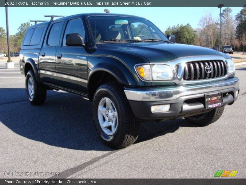 Imperial Jade Green Mica / Oak 2002 Toyota Tacoma V6 PreRunner Double Cab