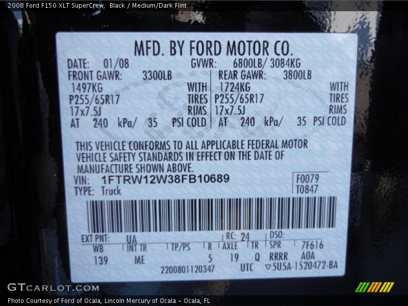 Black / Medium/Dark Flint 2008 Ford F150 XLT SuperCrew