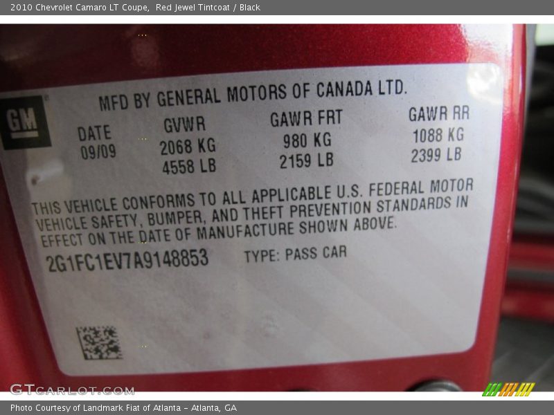 Red Jewel Tintcoat / Black 2010 Chevrolet Camaro LT Coupe