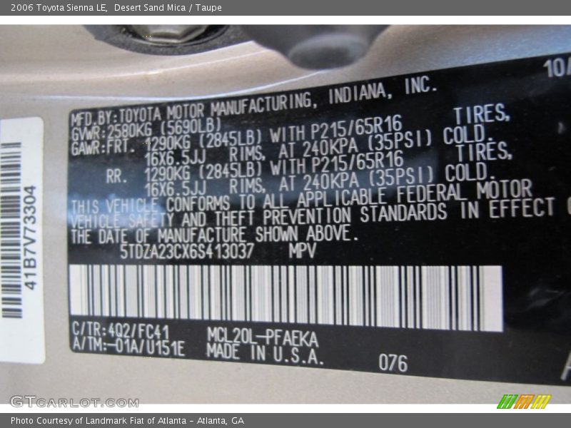 Desert Sand Mica / Taupe 2006 Toyota Sienna LE