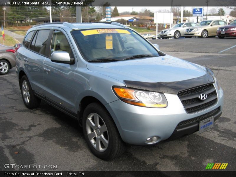 Silver Blue / Beige 2008 Hyundai Santa Fe SE