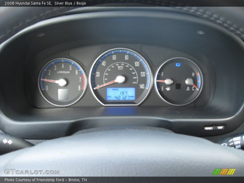 Silver Blue / Beige 2008 Hyundai Santa Fe SE