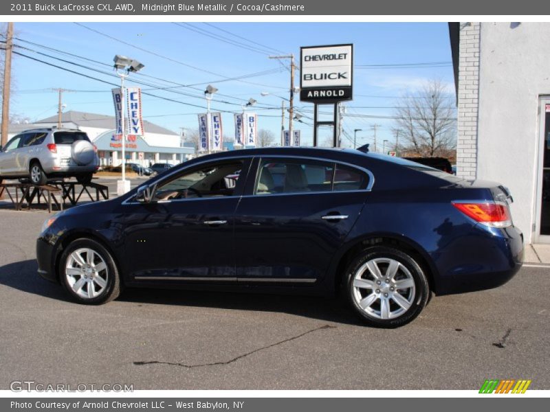 Midnight Blue Metallic / Cocoa/Cashmere 2011 Buick LaCrosse CXL AWD
