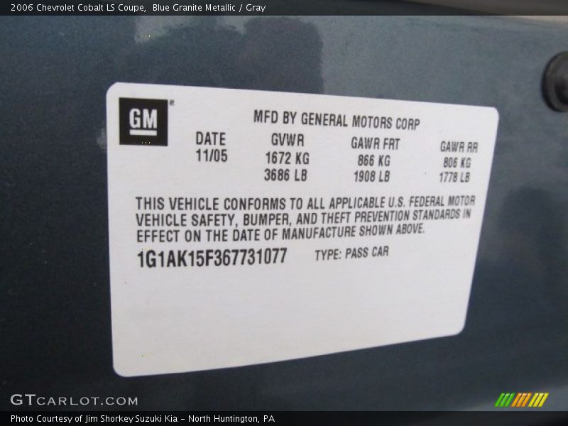 Blue Granite Metallic / Gray 2006 Chevrolet Cobalt LS Coupe