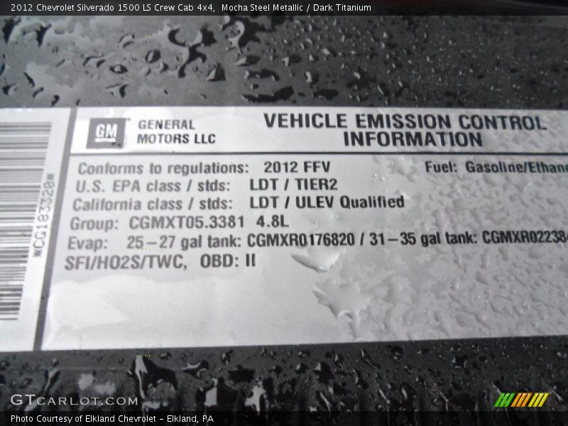 Mocha Steel Metallic / Dark Titanium 2012 Chevrolet Silverado 1500 LS Crew Cab 4x4