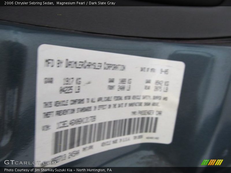Magnesium Pearl / Dark Slate Gray 2006 Chrysler Sebring Sedan