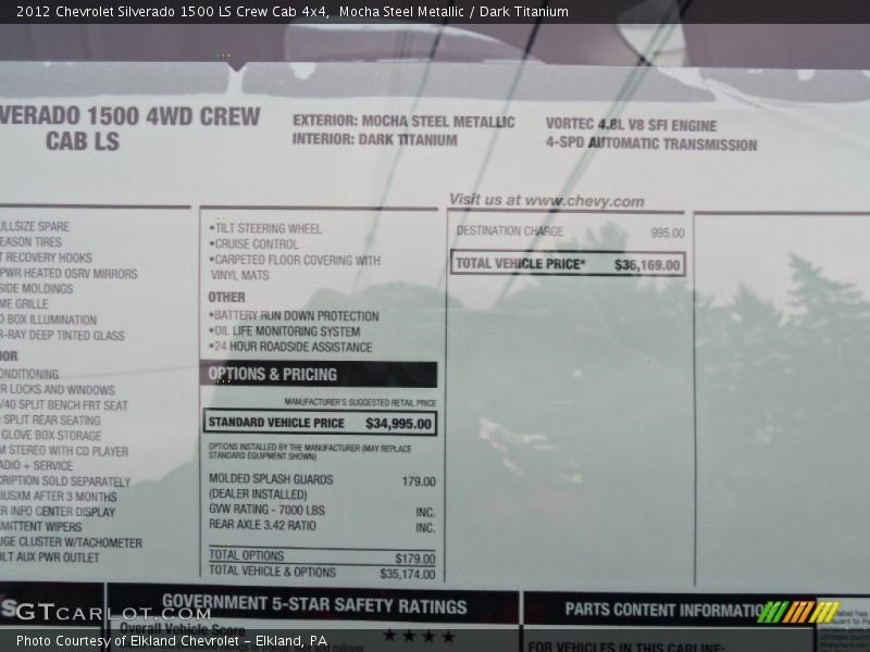  2012 Silverado 1500 LS Crew Cab 4x4 Window Sticker