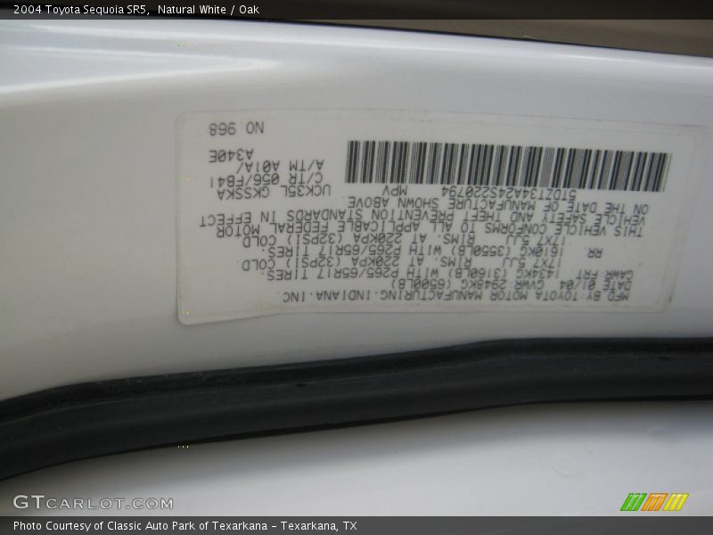 Natural White / Oak 2004 Toyota Sequoia SR5