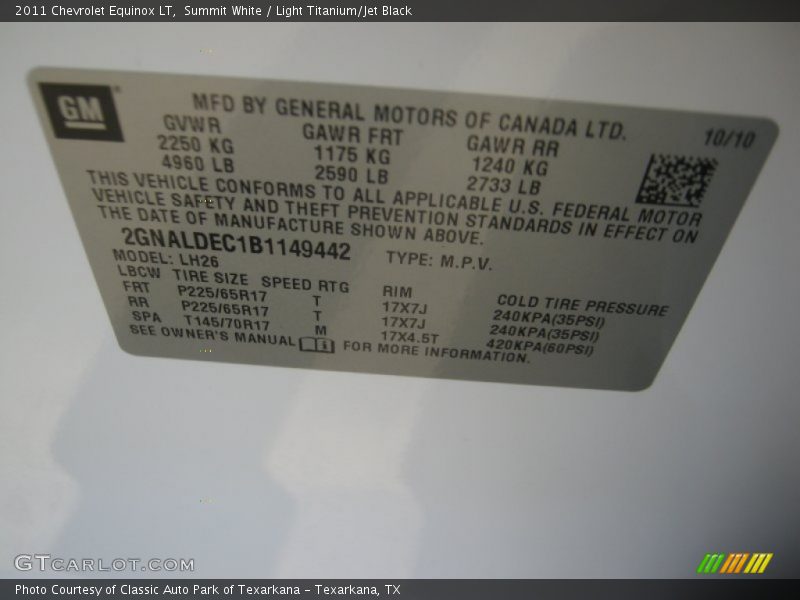 Summit White / Light Titanium/Jet Black 2011 Chevrolet Equinox LT