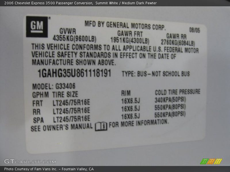 Summit White / Medium Dark Pewter 2006 Chevrolet Express 3500 Passenger Conversion