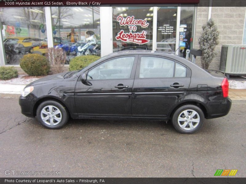 Ebony Black / Gray 2008 Hyundai Accent GLS Sedan