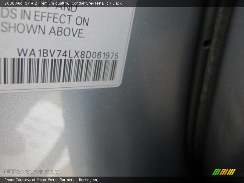 Condor Grey Metallic / Black 2008 Audi Q7 4.2 Premium quattro