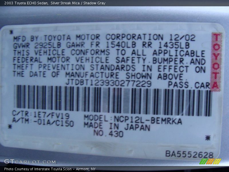 Silver Streak Mica / Shadow Gray 2003 Toyota ECHO Sedan