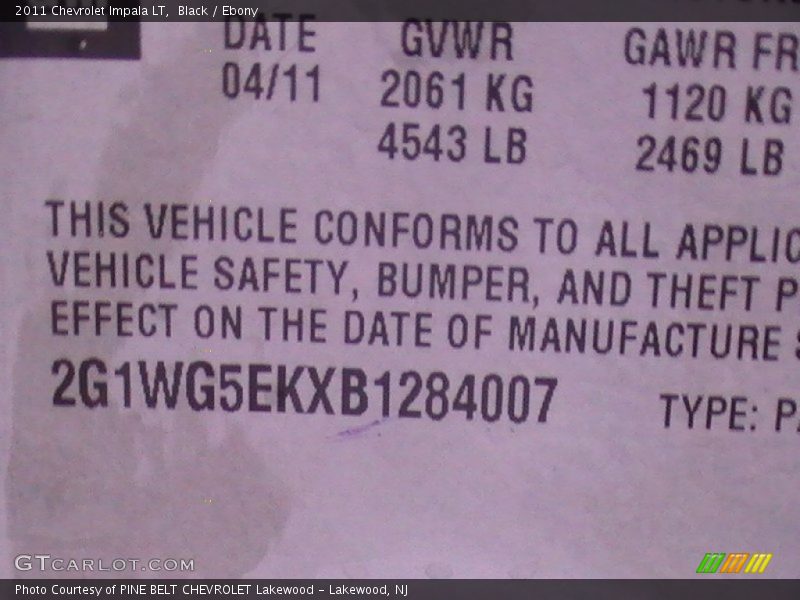 Black / Ebony 2011 Chevrolet Impala LT