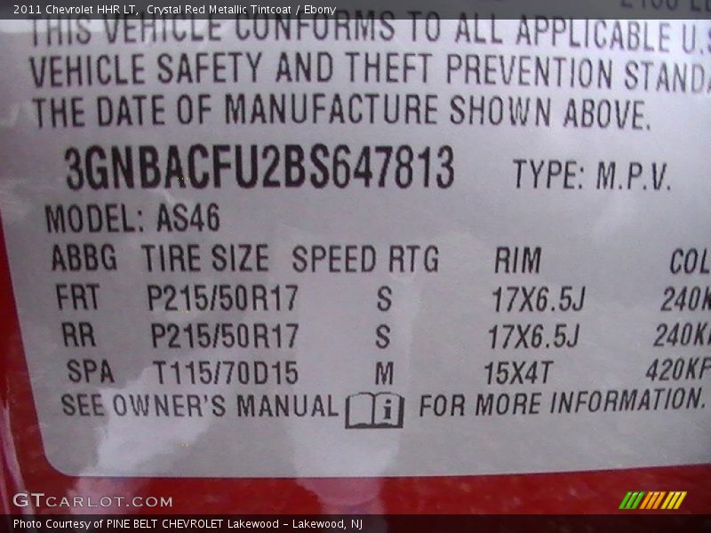 Crystal Red Metallic Tintcoat / Ebony 2011 Chevrolet HHR LT