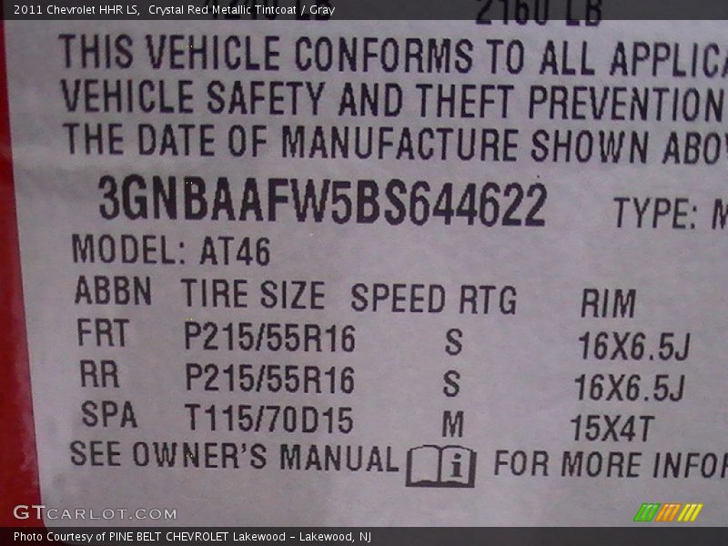 Crystal Red Metallic Tintcoat / Gray 2011 Chevrolet HHR LS