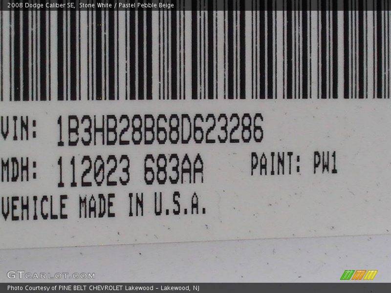 Stone White / Pastel Pebble Beige 2008 Dodge Caliber SE