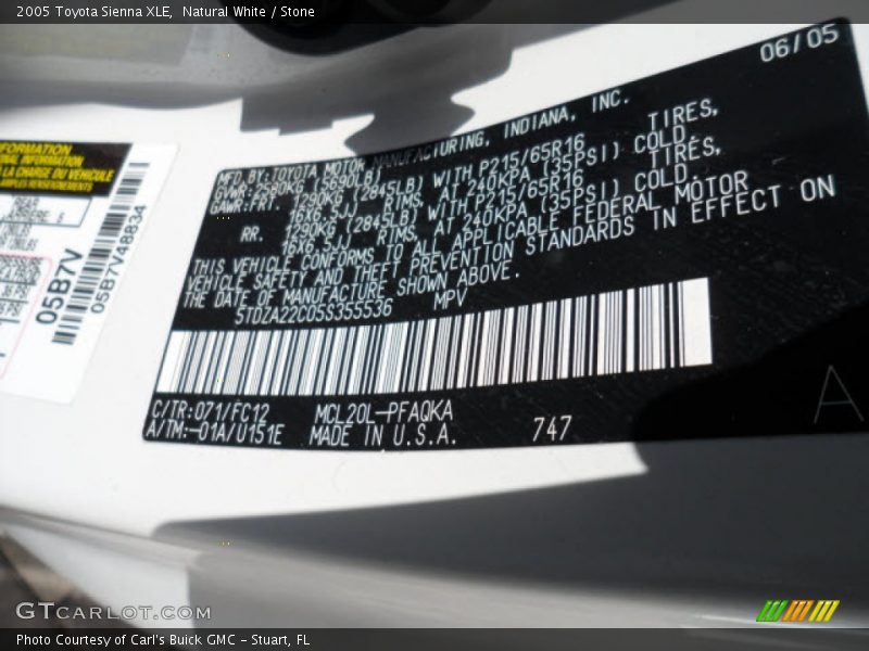 Natural White / Stone 2005 Toyota Sienna XLE