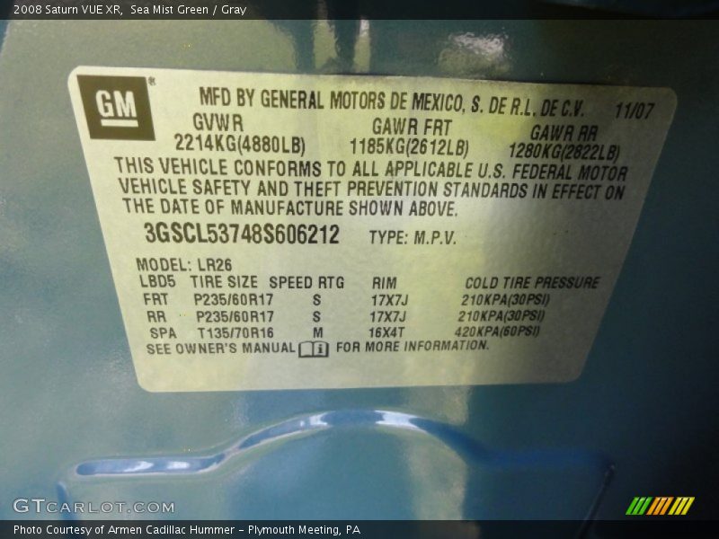 Sea Mist Green / Gray 2008 Saturn VUE XR