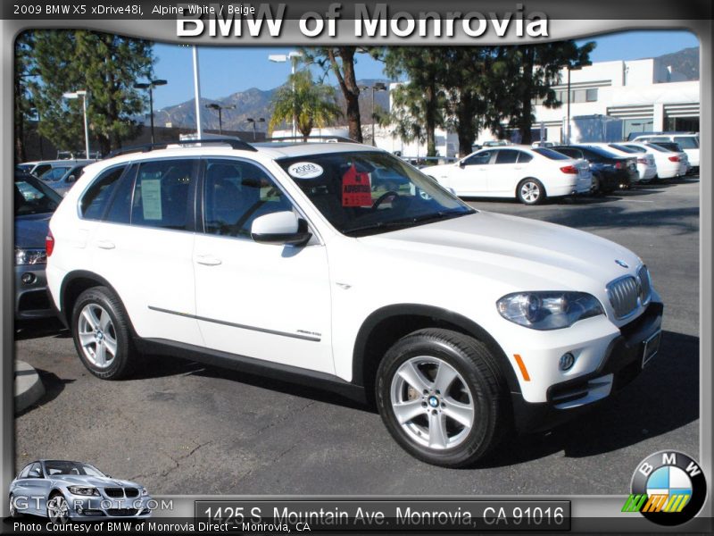 Alpine White / Beige 2009 BMW X5 xDrive48i