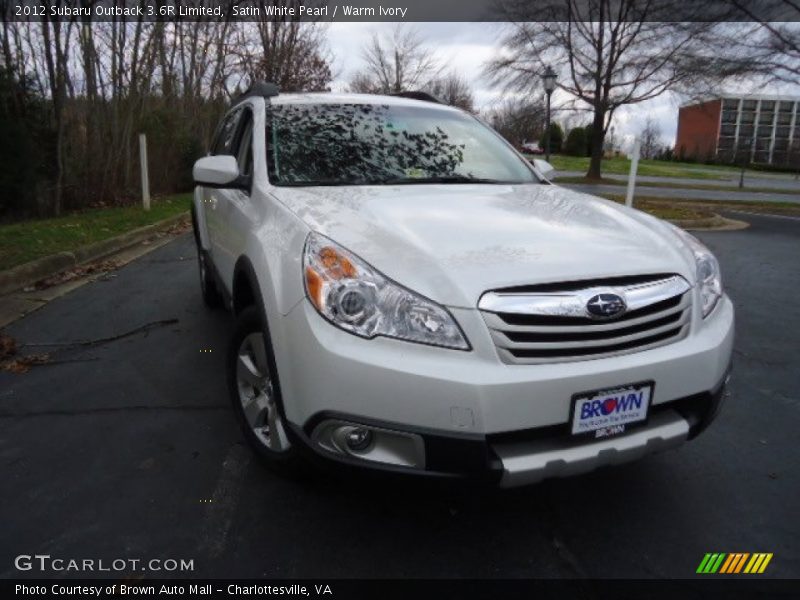 Satin White Pearl / Warm Ivory 2012 Subaru Outback 3.6R Limited