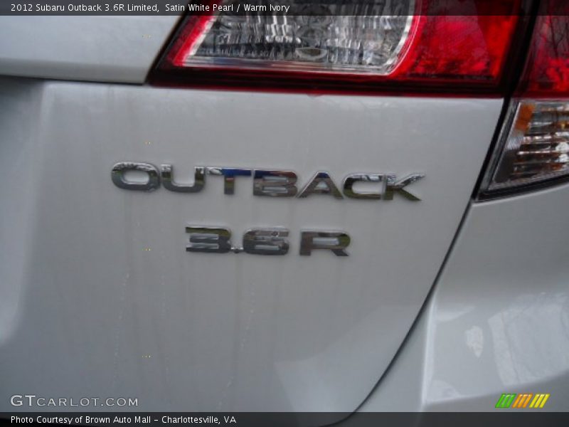 Satin White Pearl / Warm Ivory 2012 Subaru Outback 3.6R Limited