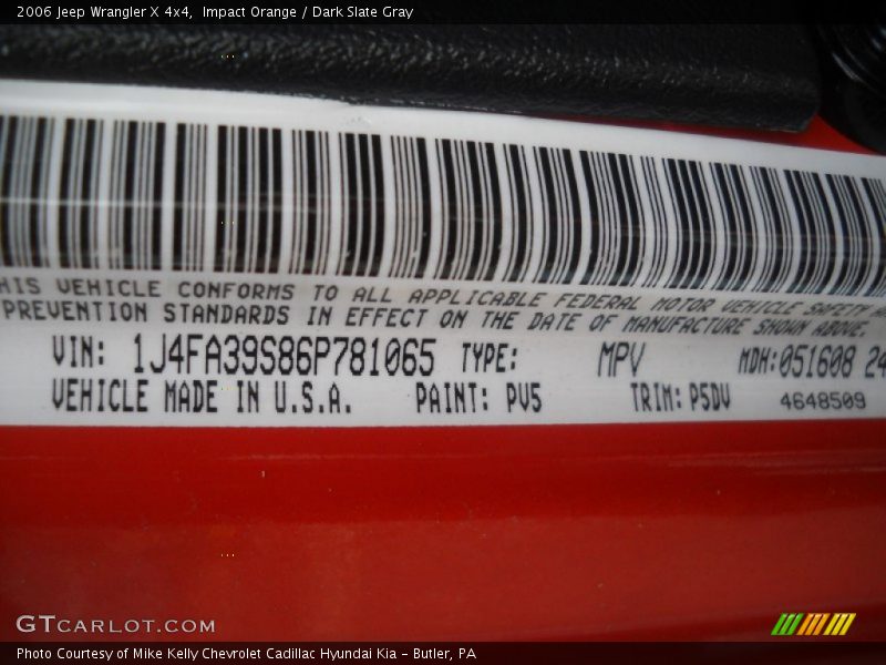 Impact Orange / Dark Slate Gray 2006 Jeep Wrangler X 4x4