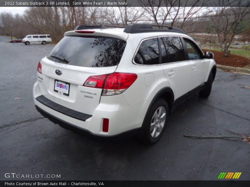 Satin White Pearl / Warm Ivory 2012 Subaru Outback 3.6R Limited