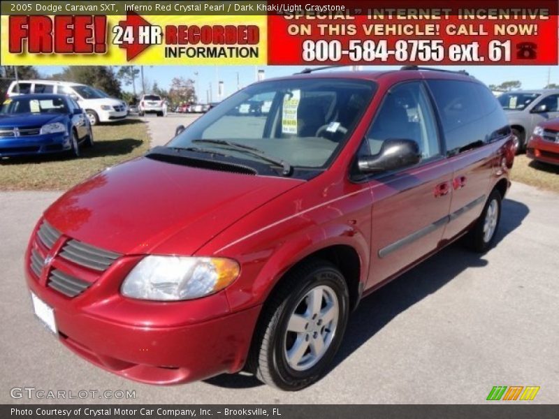 Inferno Red Crystal Pearl / Dark Khaki/Light Graystone 2005 Dodge Caravan SXT