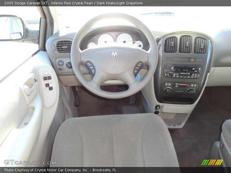 Inferno Red Crystal Pearl / Dark Khaki/Light Graystone 2005 Dodge Caravan SXT