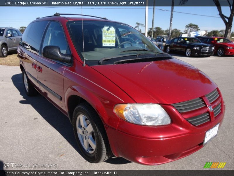 Inferno Red Crystal Pearl / Dark Khaki/Light Graystone 2005 Dodge Caravan SXT