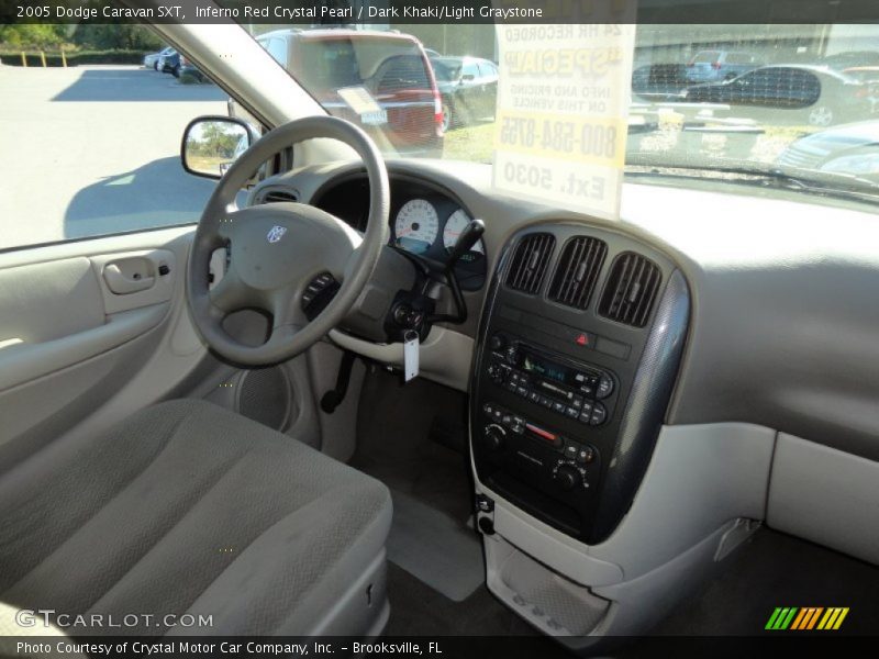 Inferno Red Crystal Pearl / Dark Khaki/Light Graystone 2005 Dodge Caravan SXT