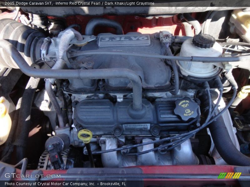 Inferno Red Crystal Pearl / Dark Khaki/Light Graystone 2005 Dodge Caravan SXT