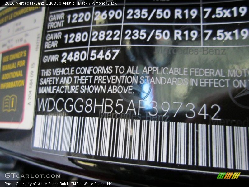 Black / Almond/Black 2010 Mercedes-Benz GLK 350 4Matic