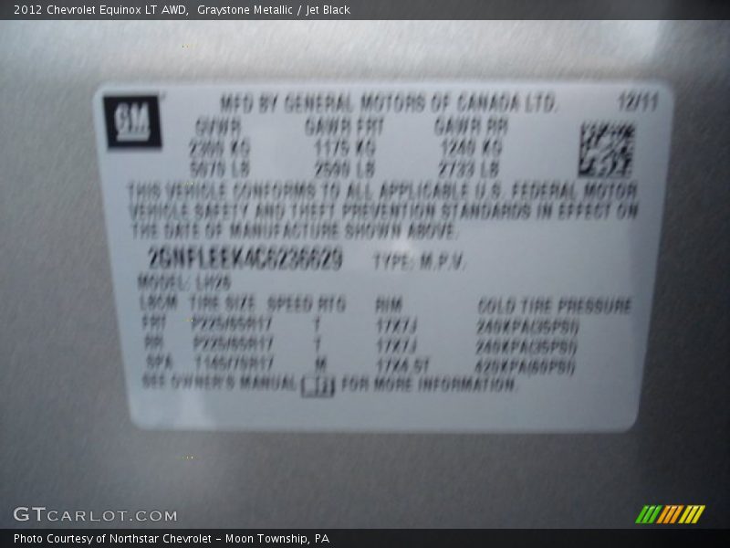 Graystone Metallic / Jet Black 2012 Chevrolet Equinox LT AWD