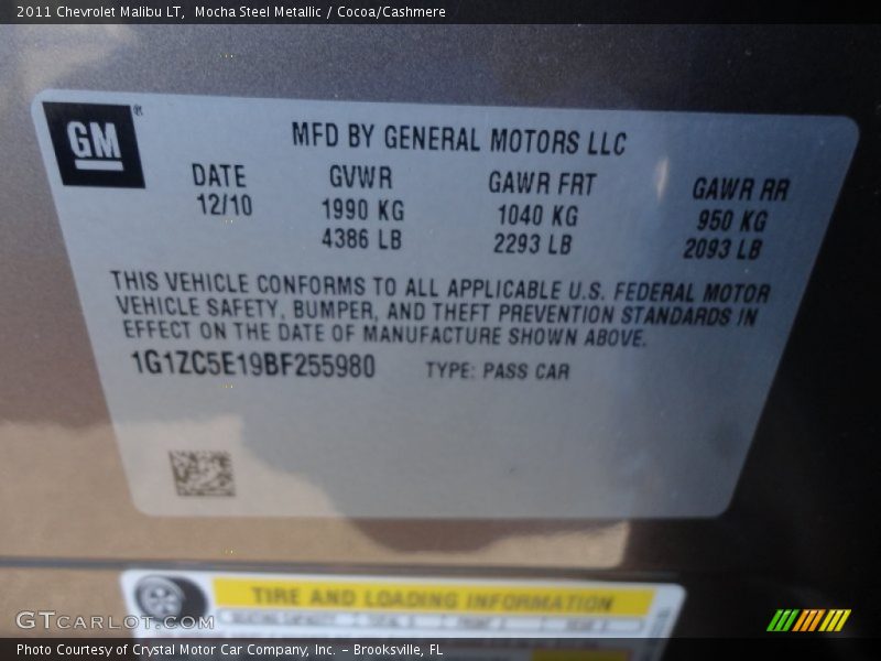 Mocha Steel Metallic / Cocoa/Cashmere 2011 Chevrolet Malibu LT