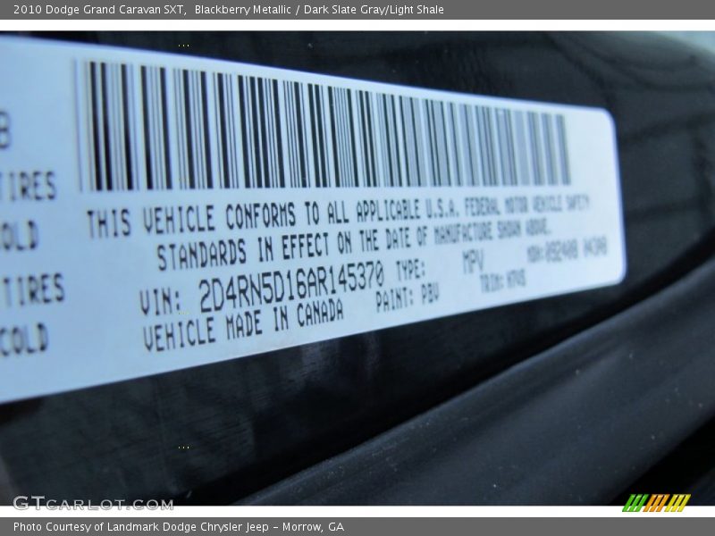 Blackberry Metallic / Dark Slate Gray/Light Shale 2010 Dodge Grand Caravan SXT