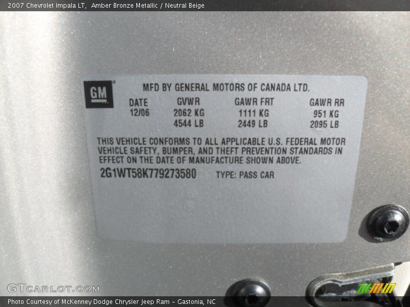 Amber Bronze Metallic / Neutral Beige 2007 Chevrolet Impala LT