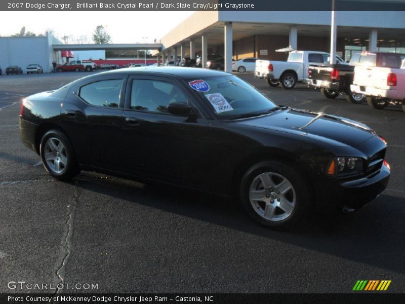 Brilliant Black Crystal Pearl / Dark Slate Gray/Light Graystone 2007 Dodge Charger