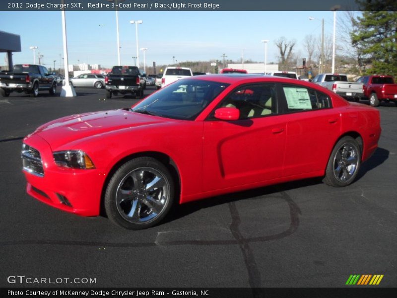 Redline 3-Coat Pearl / Black/Light Frost Beige 2012 Dodge Charger SXT