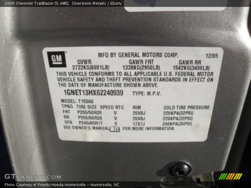 Silverstone Metallic / Ebony 2006 Chevrolet TrailBlazer SS AWD