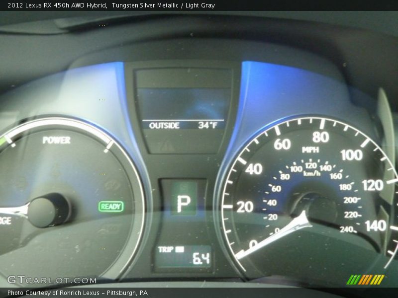 Tungsten Silver Metallic / Light Gray 2012 Lexus RX 450h AWD Hybrid