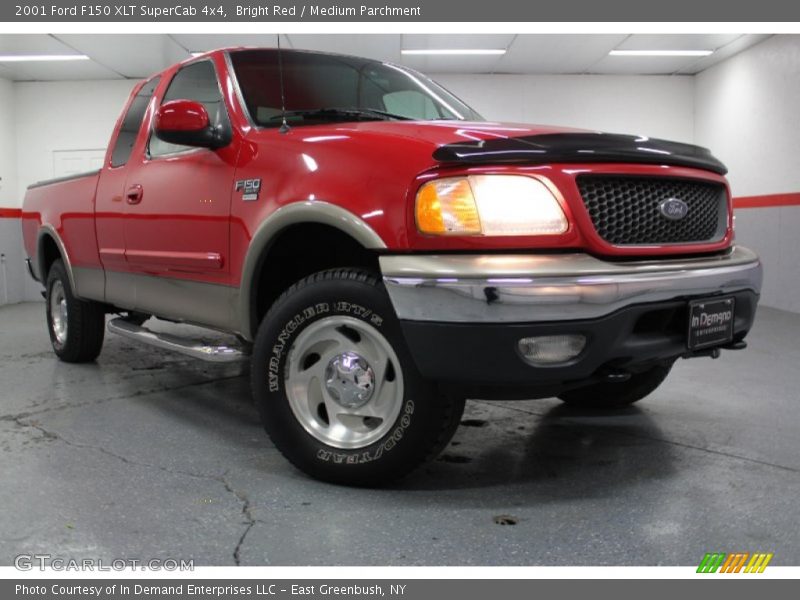 Bright Red / Medium Parchment 2001 Ford F150 XLT SuperCab 4x4
