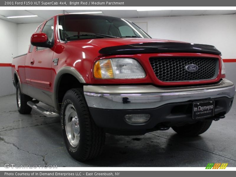 Bright Red / Medium Parchment 2001 Ford F150 XLT SuperCab 4x4