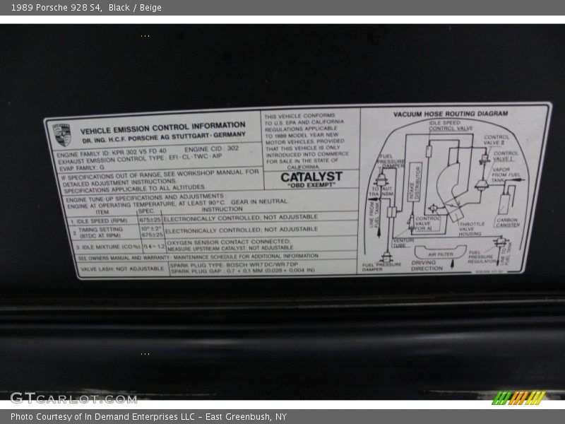 Info Tag of 1989 928 S4