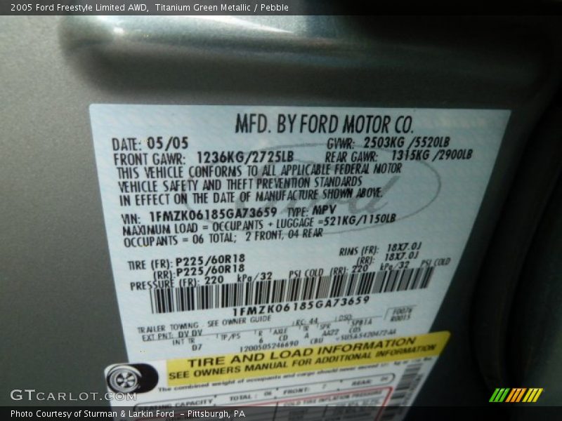 Titanium Green Metallic / Pebble 2005 Ford Freestyle Limited AWD