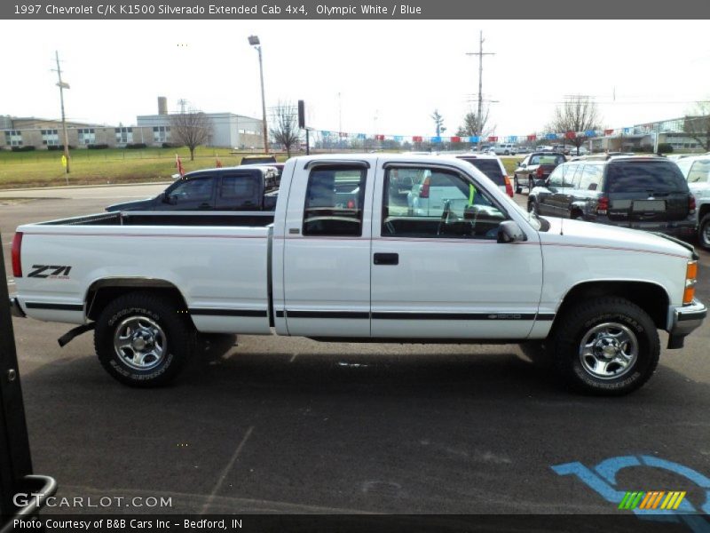 Olympic White / Blue 1997 Chevrolet C/K K1500 Silverado Extended Cab 4x4