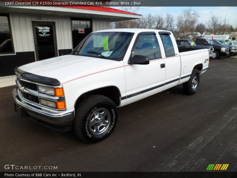 Olympic White / Blue 1997 Chevrolet C/K K1500 Silverado Extended Cab 4x4